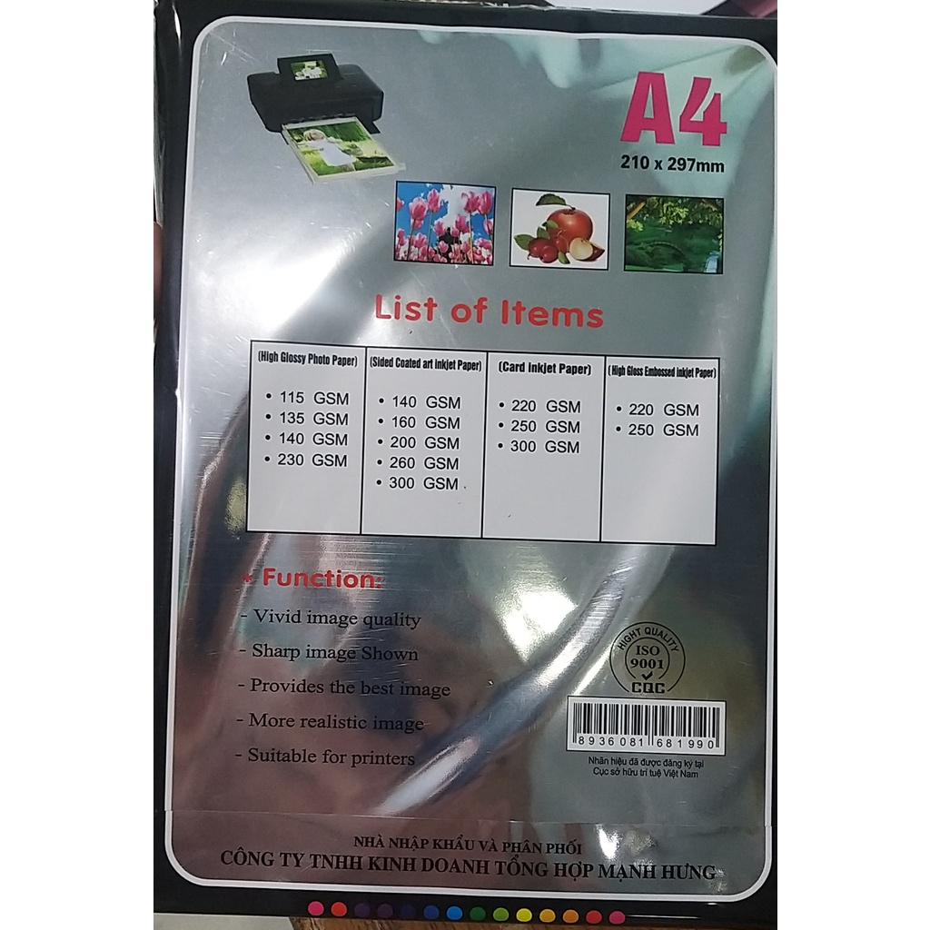 Giấy in phun Mạnh Hưng ĐL230GSM