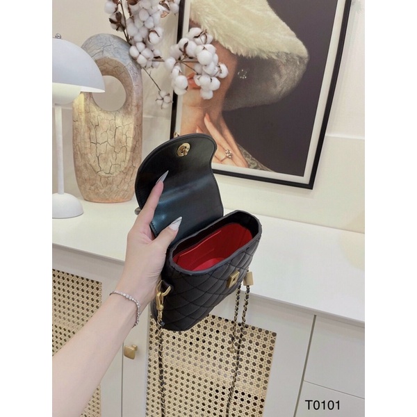 Túi CnK quai kiềng ngọc lót đỏ mẫu Hot 2022 size 20cm T0101