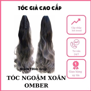 Tóc giả ngoặm xoăn đuôi đen phối line xanh ❇️freeship ❇️