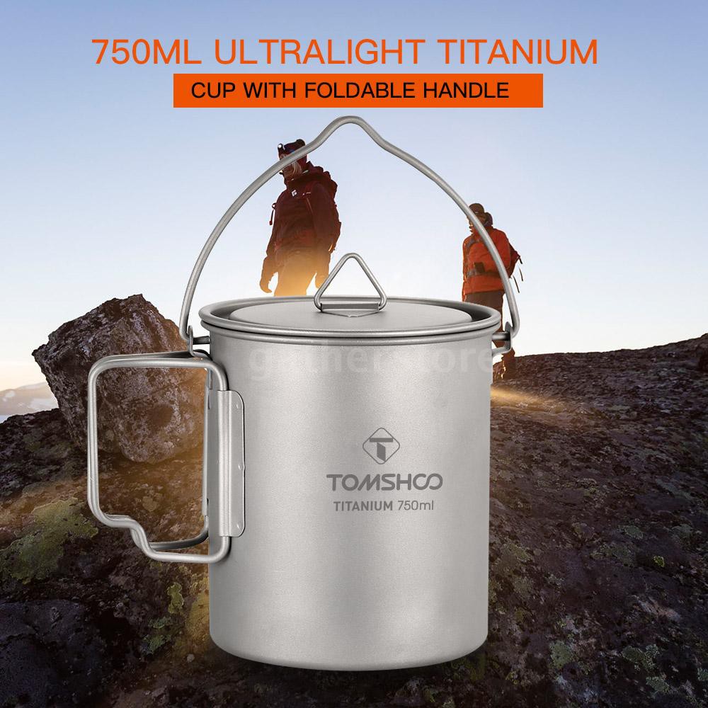Ấm nấu nước bằng titan dung tích 750ml dùng đi cắm trại