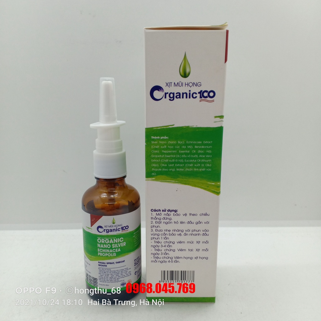 XỊT MŨI HỌNG ORGANIC 100 chai 50ml