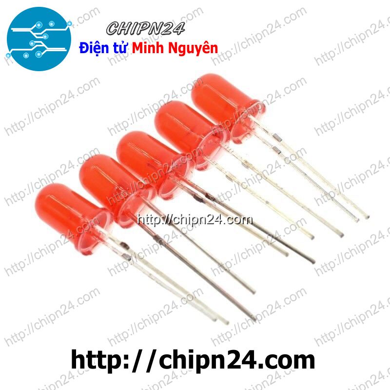 [50 CON] Led 5mm Vỏ đục Màu ra màu ĐỎ