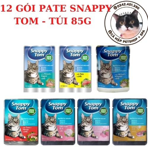 12 Gói Pate cho mèo Snappy Tom đủ vị