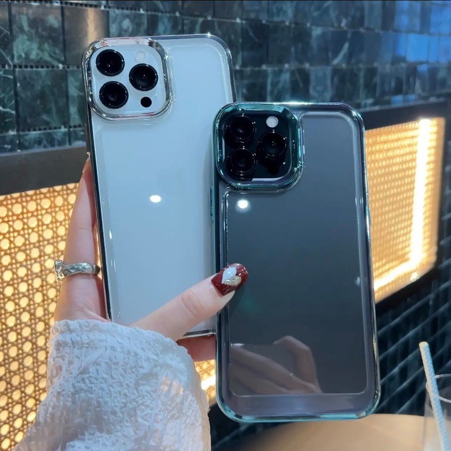 Ốp lưng iphone trong suốt viền màu mạ điện cao cấp 7plus/8/8plus/x/xs/11/12/13/14/pro/max/plus/promax- Awifi Q4-17