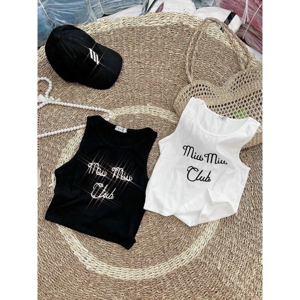 Áo 3 lỗ thêu Miu Miu