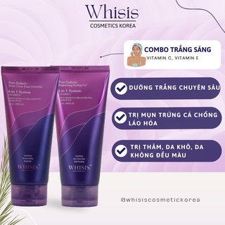 Combo trắng sáng sữa rửa mặt vitamin e, gel tẩy da chết vitamin c làm sạch, dưỡng da sáng bóng