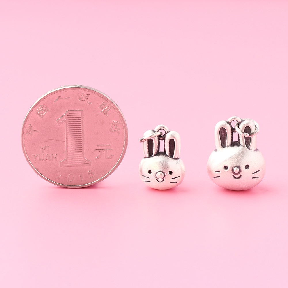 Mặt Dây Chuyền Bằng Bạc Cứng Họa Tiết Thỏ 3d Ba Chiều diy