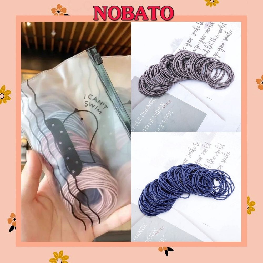 Set 50 dây buộc tóc hàn quốc túi zip SC06