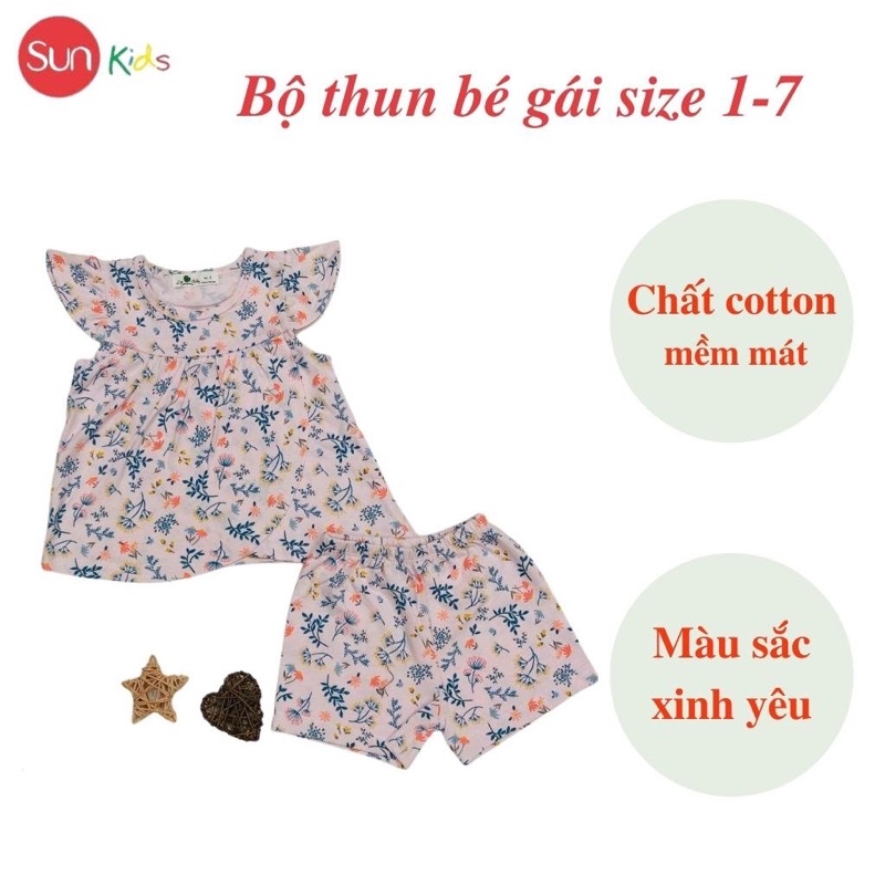 Đồ bộ thun bé gái, đồ bộ trẻ em chất cotton, có nhiều màu, size 5-8 tuổi - SUNKIDS1