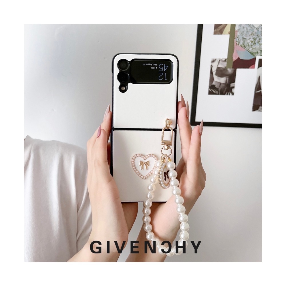 Ốp điện thoại HOCE da PU họa tiết trái tim 3D phối chuỗi ngọc trai giả cho samsung galaxy zflip5 z flip 3 z flip 4 5g