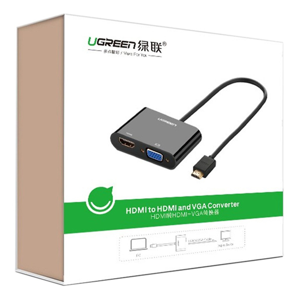 [GIÁ SỈ]  Cáp HDMI To HDMI/VGA + Audio 3.5mm Ugreen 40744 (Nguồn Micro USB 5V)