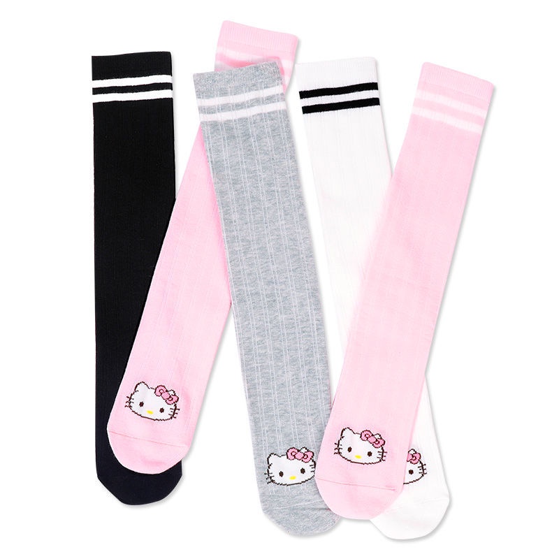 Vớ Cotton Mỏng Cổ Cao Qua Gối In Họa Tiết Hello Kitty Thời Trang Mùa Hè Cho Bé Gái