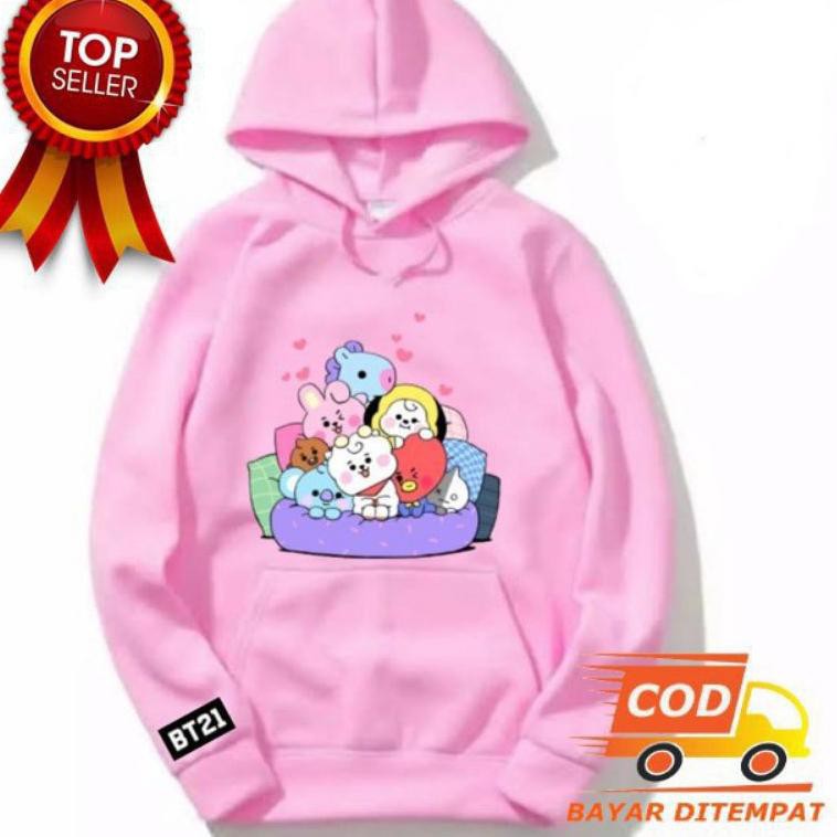 Áo Khoác Hoodie In Hình Bt21 Bts 27ma9b Cho Bé Gái