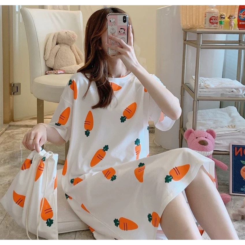 Đầm Ngủ Thun Cotton Dài Mặc Ở Nhà Nữ - Váy Ngủ Nữ Cộc Tay Mặc Nhà Thu Đông Bigsize, Nhiều Mẫu Dễ Thương, YENBEAUTY