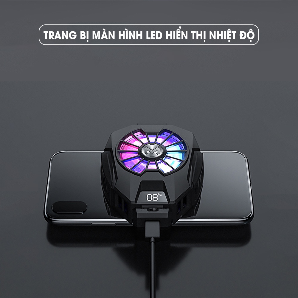 Quạt tản nhiệt điên thoại MEMO DL05 sò lạnh thiết kế gaming led rgb quạt chống ồn chơi game pubg FF ROS liên quân mobile