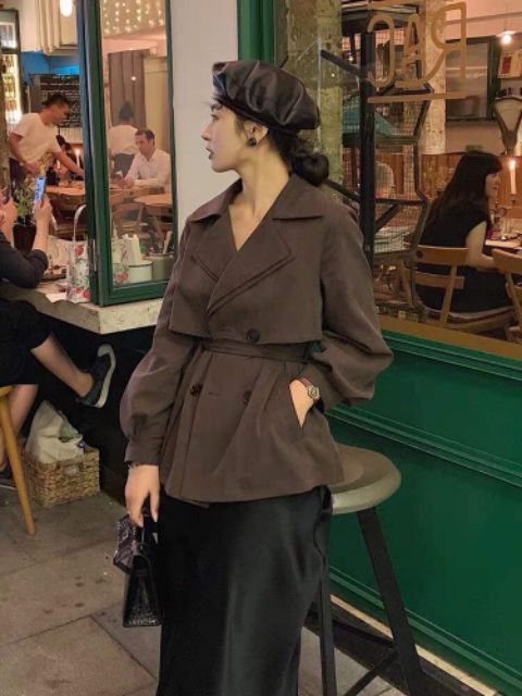 [HÀNG SẴN QUẢNG CHÂU] Áo blazer dáng ngắn áo khoác kèm đai măng tô dáng ngắn chanh xả xịn sò sang trọng | BigBuy360 - bigbuy360.vn