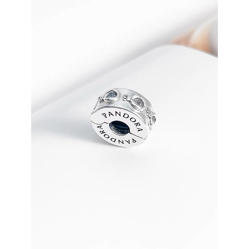 Charm pan khoá chặn vương miện in nổi bạc s925 cao cấp