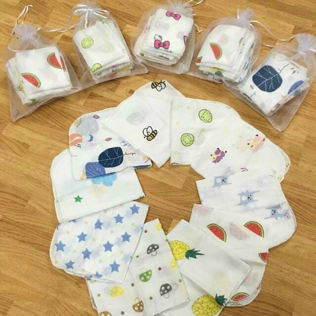 Set 10 Khăn Sữa Sợi Tre Aden Tthấm Hút Tốt An Toàn Cho Bé Sơ Sinh