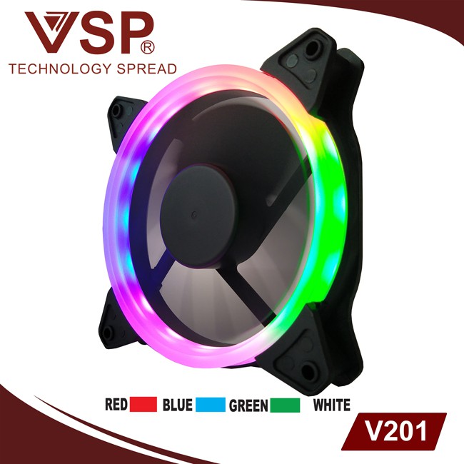 FAN CASE ĐƯỜNG KÍNH 12cm CÓ LED RGB 1 MẶT - 7 MÀU CẦU VỒNG VSP201