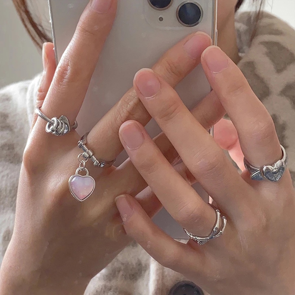 Nhẫn Đeo Ngón Tay Hình Trái Tim Thời Trang Hàn Quốc Cho Nữ