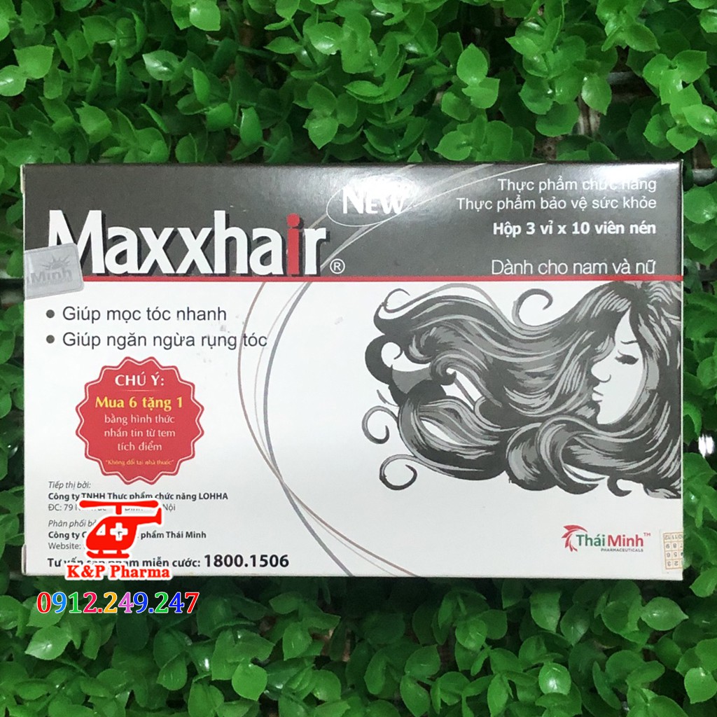 Maxxhair kích thích mọc tóc - Ngăn ngừa rụng tóc - 6 tặng 1 chính hãng - Maxhair