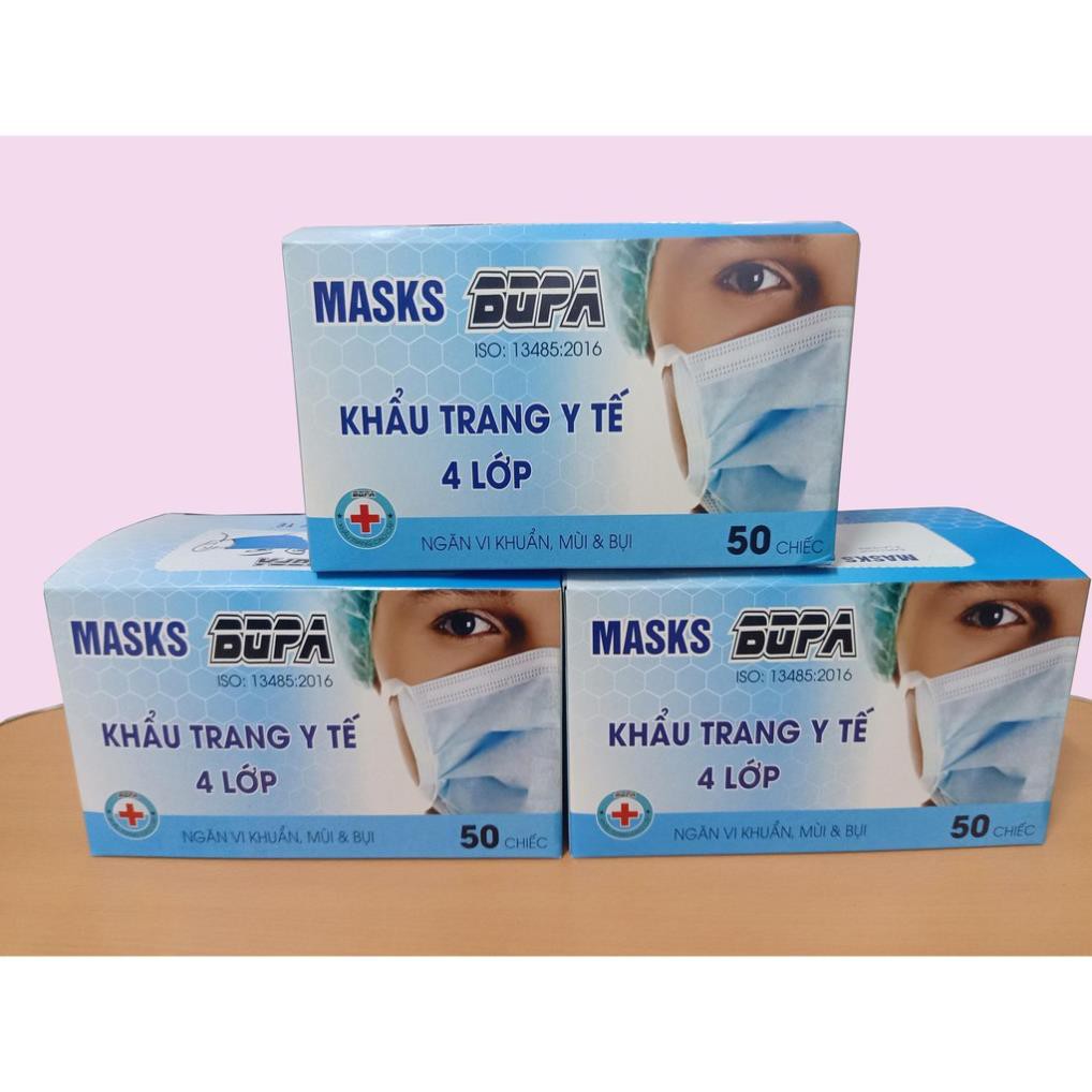 Khẩu Trang Y Tế BOPA Cao Cấp Loại 4 Lớp - hộp 50 cái chuẩn công ty