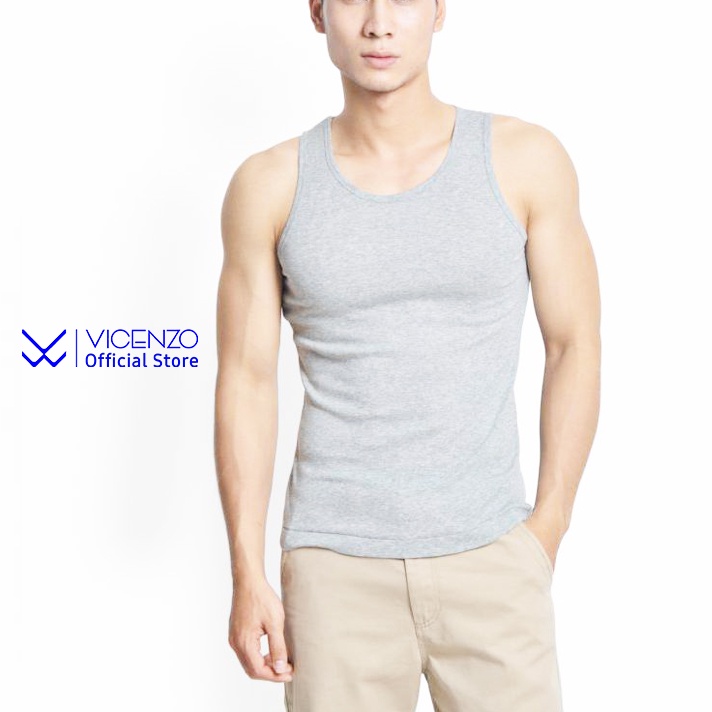 Áo Thun Ba Lỗ Nam Vicenzo Cao Cấp Chuẩn Form Ôm Dang Vải Cotton Thấm Mồ Hôi Thoáng Mát