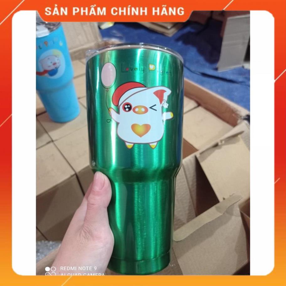 Ly Giữ Nhiệt Inox 900ml (Kèm Túi + 2 Ống Hút và Cọ Rửa)