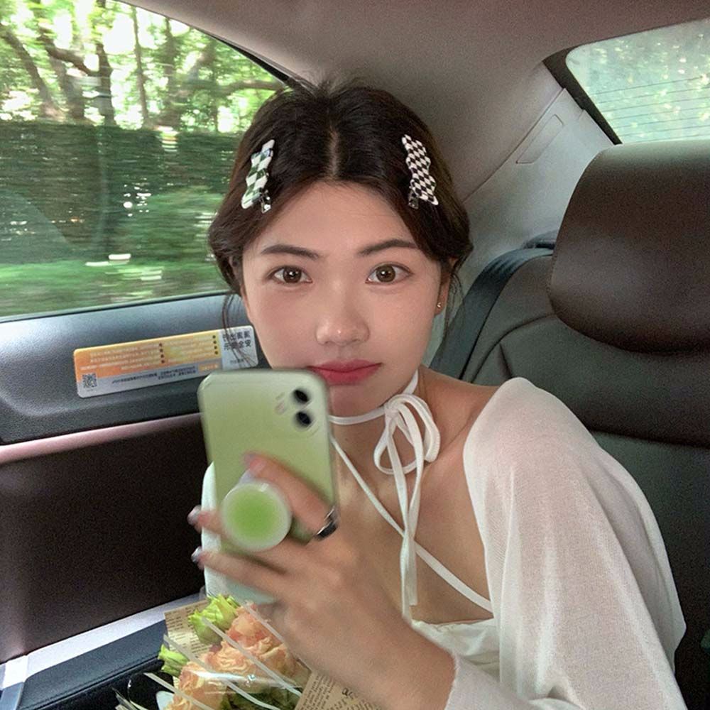 Kẹp Tóc Họa Tiết Sọc Caro Phong Cách Hàn Quốc Thời Trang Dành Cho Nữ