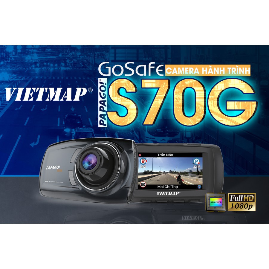 Camera Hành Trình Papago Gosafe VIETMAP S70G + Cảnh báo giao thông - Phân phối chính hãng