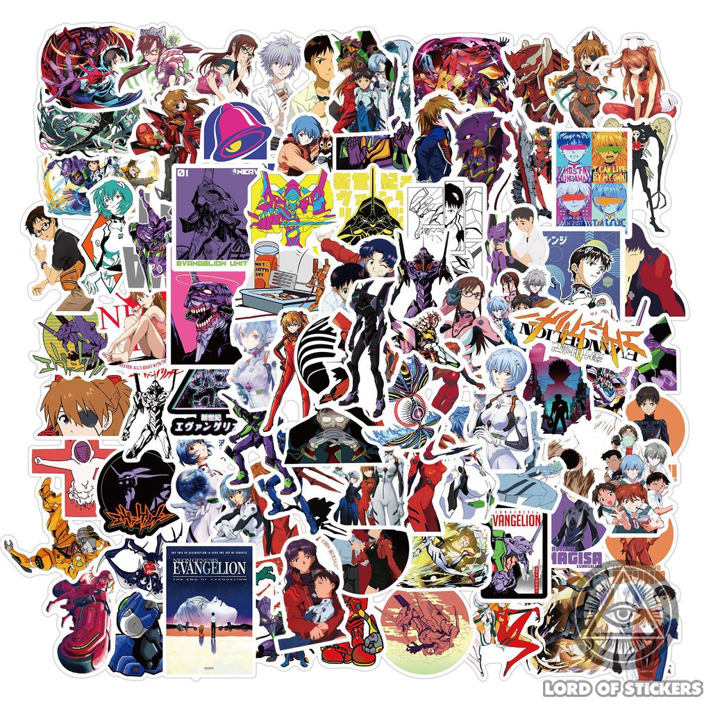 Set 100 Hình Dán Sticker Neon Genesis Evangelion Anime Manga Chống Thấm Nước Trang Trí Mũ Bảo Hiểm, Laptop, Điện Thoại