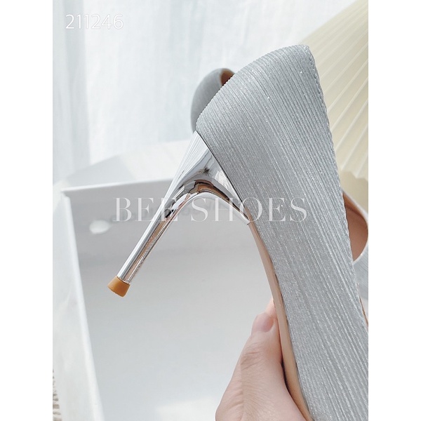 BEESHOES - GIÀY CAO GÓT NỮ MŨI NHỌN  - GIÀY CAO GÓT NỮ GÓT NHỌN CAO 7 PHÂN SẴN MÀU BẠC 211246