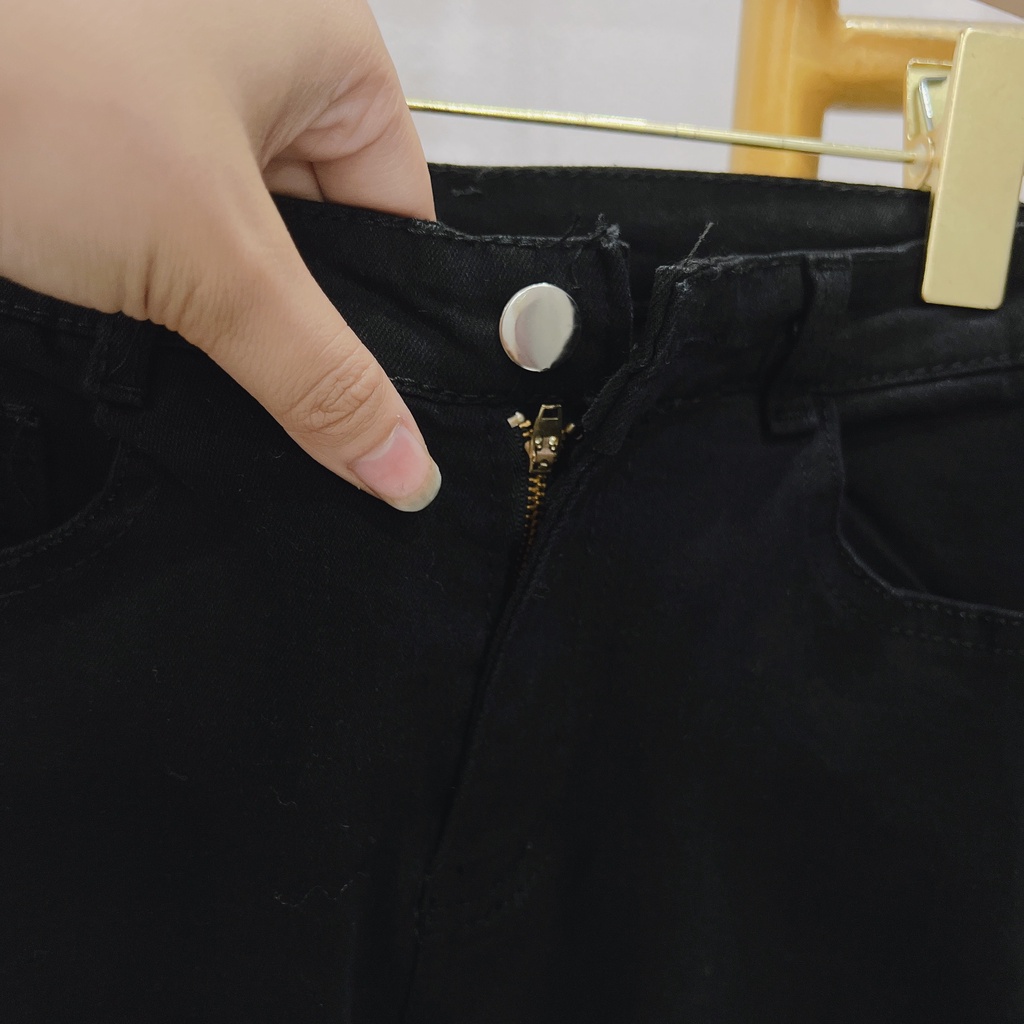 Quần jean loe trơn chất co dãn thoải mái quần cạp cao cực tôn dáng