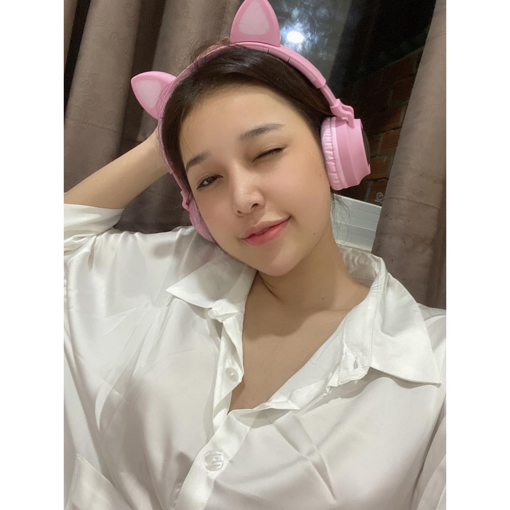 Tai nghe tai mèo cụp tai BT028C Bluetooth, led RGB, bass khỏe | BigBuy360 - bigbuy360.vn