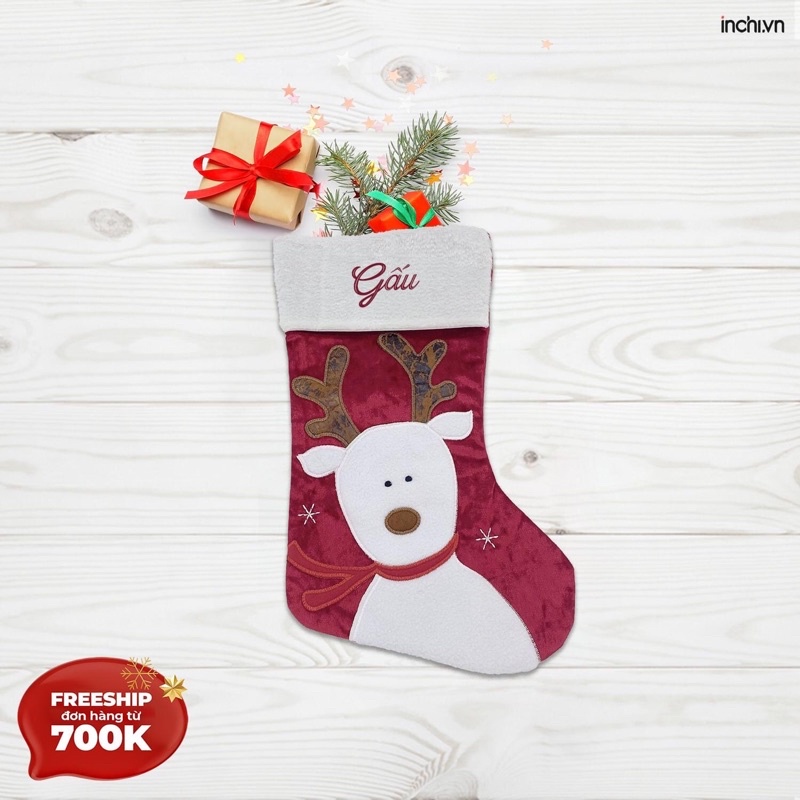 Tất , Vớ Đựng Quà In Tên Và Họa Tiết Giáng Sinh Theo Yêu Cầu Siêu Dễ Thương- Gift , Stocks For Christmas