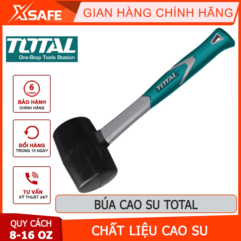 Búa cao su TOTAL Búa cầm tay mini chất liệu cao su chống dầu, chông mài mòn, tay cầm gỗ chắc chắn, tăng ma sát - [XSAFE]