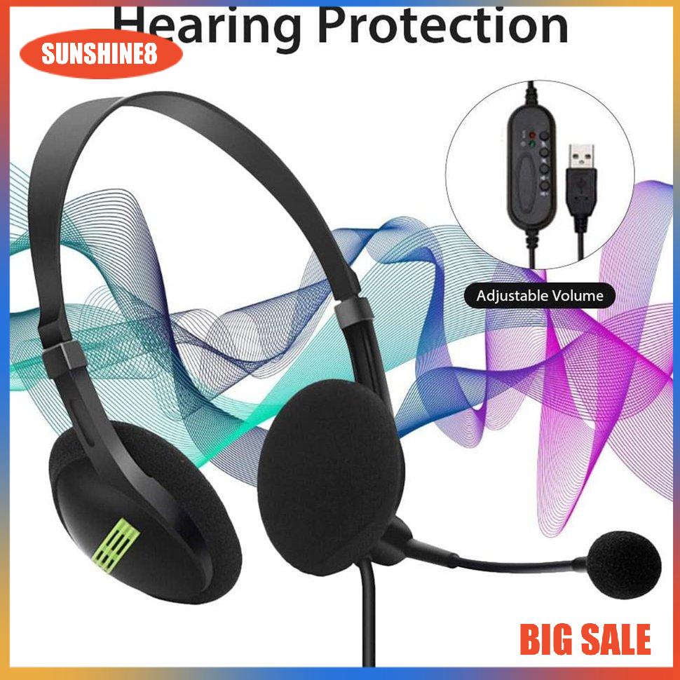 【SUN】Computer Usb Headset Call Center Headset Noise Cancelling Wired Headset