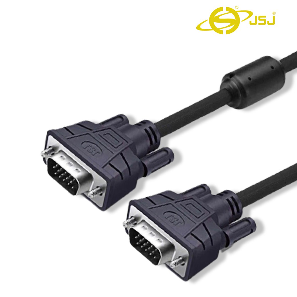 Dây Cáp VGA JB-V58 thiết kế bề ngoài mạnh mẽ, được trang bị vòng từ tính kép loại bỏ những tín hiệu xấu