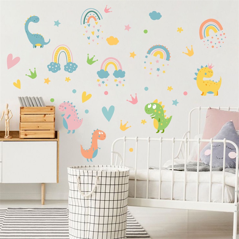 Giấy Dán Tường Hình Khủng Long Hoạt Hình Trang Trí Phòng Khách/Ký Túc Xá