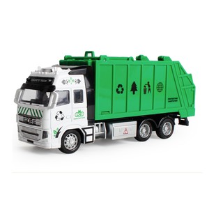 Xe ô tô chở rác màu xanh đồ chơi trẻ em tỉ lệ 1:38 xe chạy cót cabin bằng sắt