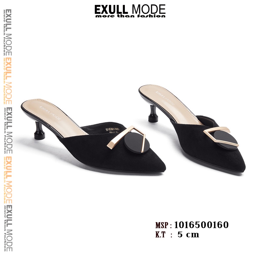 Sục nữ bệt -Exull Mode kiểu dán mũi nhọn kết hợp với giày cao gót nữ thời trang chất liệu da lộn cao cấp 1016500