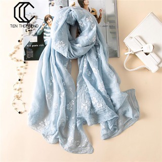 Khăn choàng cổ in họa tiết hoa chống nắng cho nữ đi biển