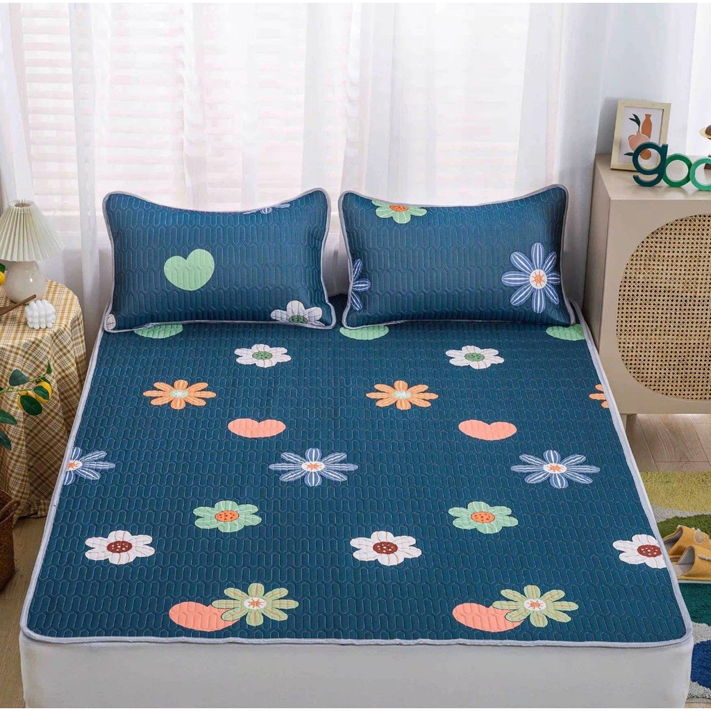 Chiếu điều hòa Latex cao su non mặt lụa đủ size, Đệm nệm lót cao su chống thấm nước, êm mát, chiếu nệm cao su mền mịn