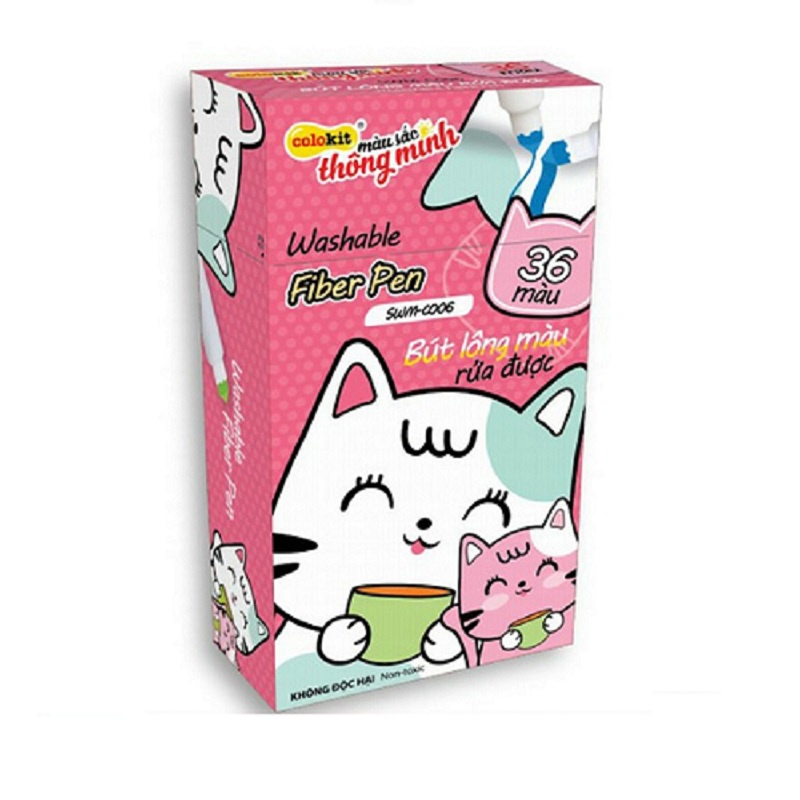 Bút lông 36 màu Fiber Pen Washable - Nét mảnh nét to - Colokit SWM-C006
