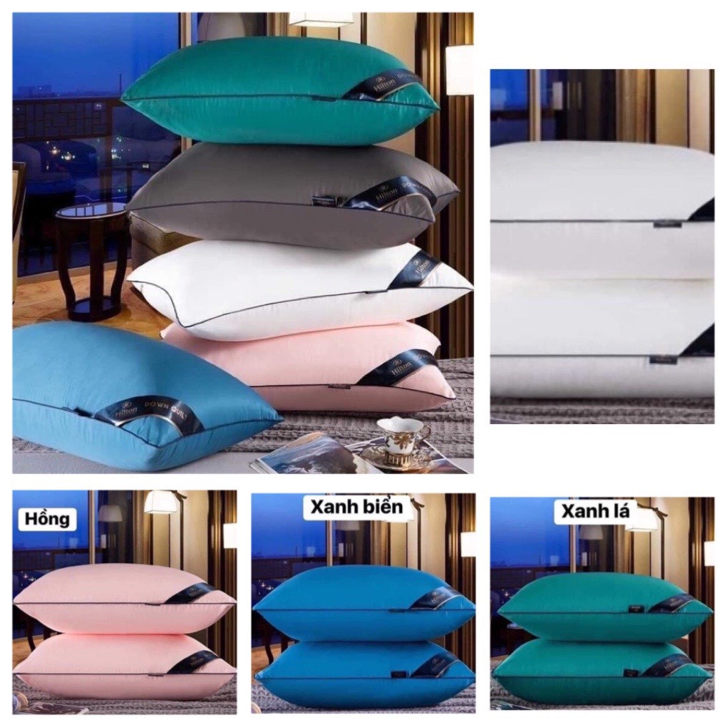 Ruột gối đầu cao cấp Pillow Hilton Ép Hơi, Có Khoá Kéo - Nhiều Màu Tiêu Chuẩn 5* -  Kích Thước 45x65cm