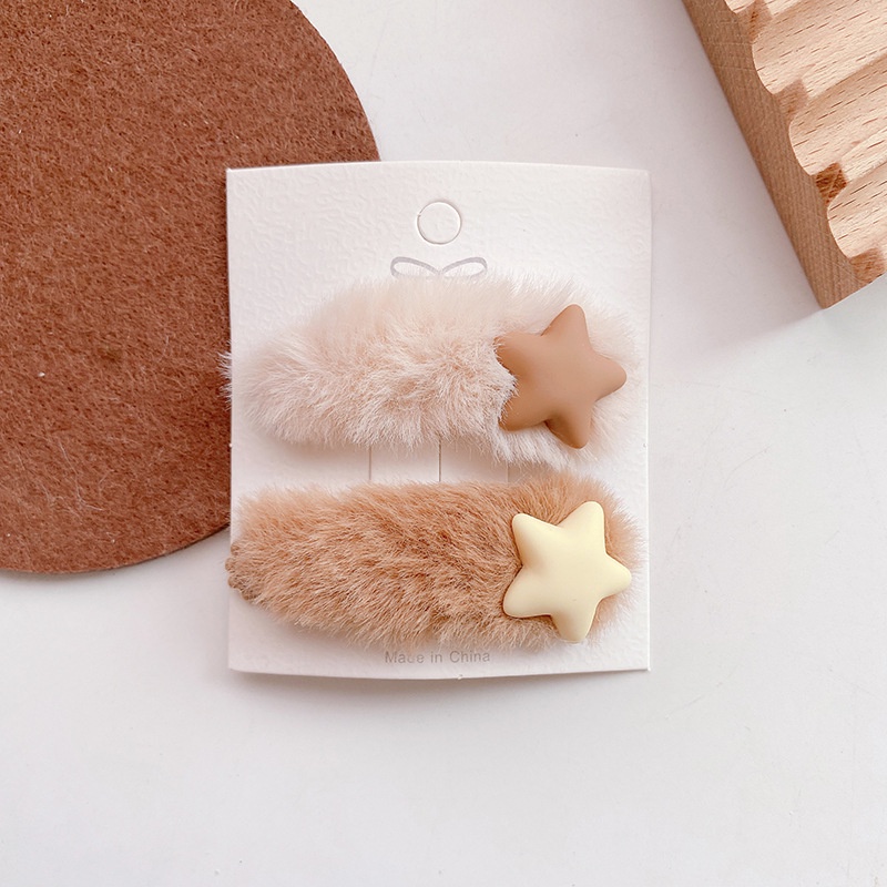 Set Kẹp Tóc Lông Mềm Mịn Nhiều Hình Xinh Xắn, Màu Sắc Vintage Dành Cho Bé Gái MS04