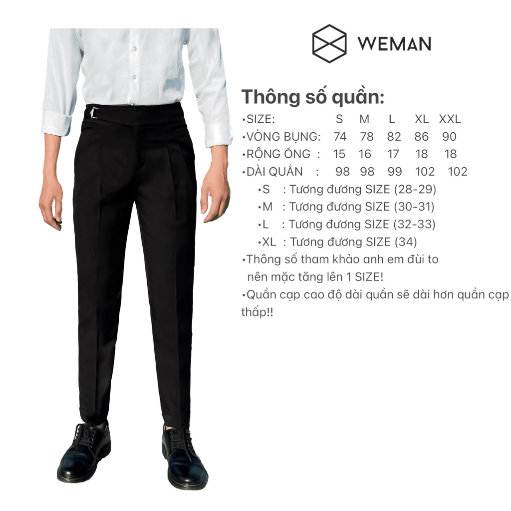 Quần Tây Nam Cạp Cao Sidetab WEMAN, Thiết Kế Độc Quyền, Chất Liệu Cao Cấp Co Dãn Tốt, Dáng Slimfit-WMQ2102