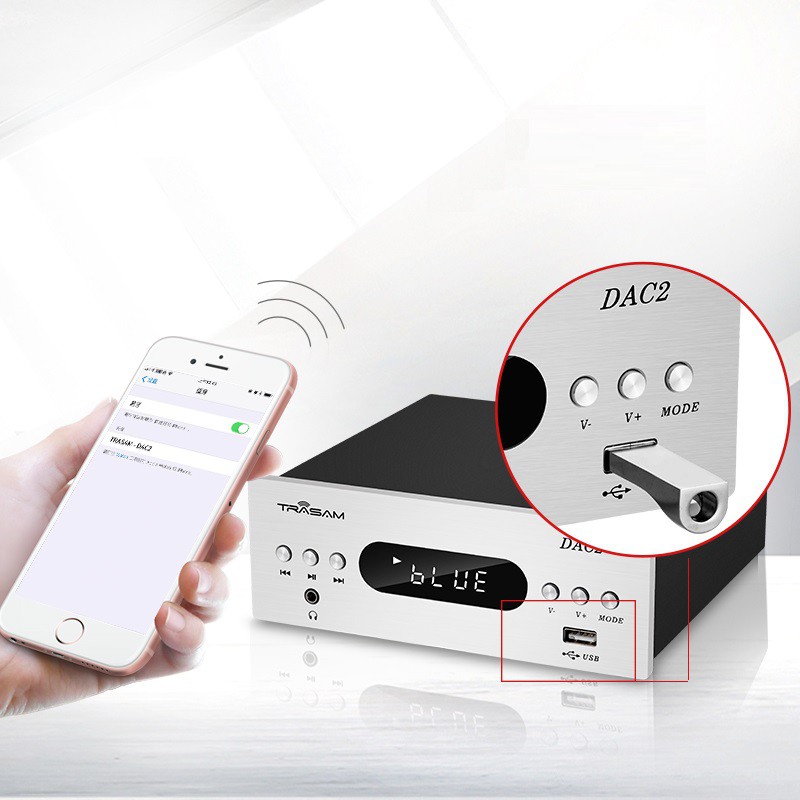 Bộ DAC giải mã TRASAM DAC 2 Bluetooth 24BIT/192KHZ - Thiết bị giải mã âm thanh Trasam DAC 2