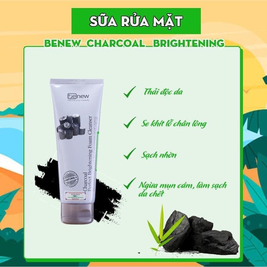 Sữa rửa mặt Thải độc Than hoạt tính Benew Charcoal Brightening 160ml
