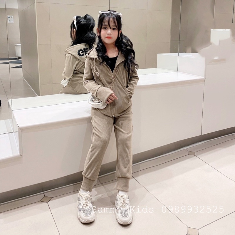 Set Bộ Thể Thao GELIN mũ Thêu Thu Đông cho bé gái size đại 17-45kg cao cấp xịn sò